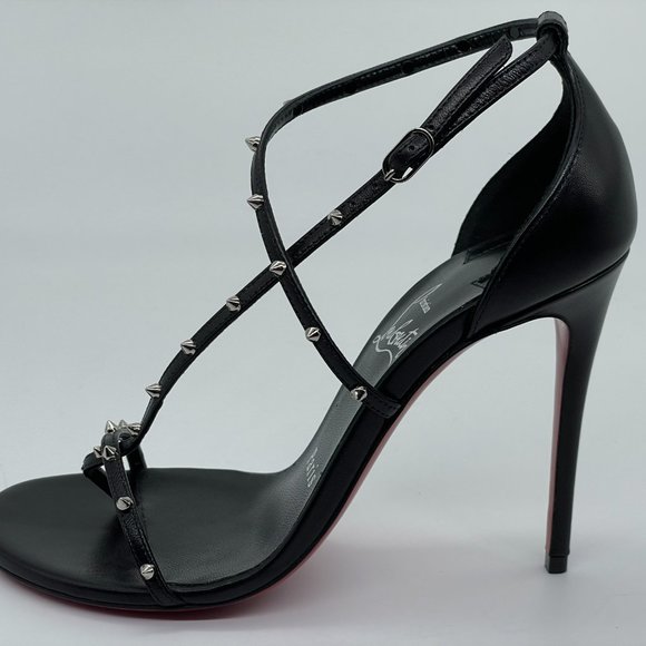 Christian Louboutin RIOJANA SPIKES 100 Strappy Studded Heels Sandals Shoes - Picture 4 of 16